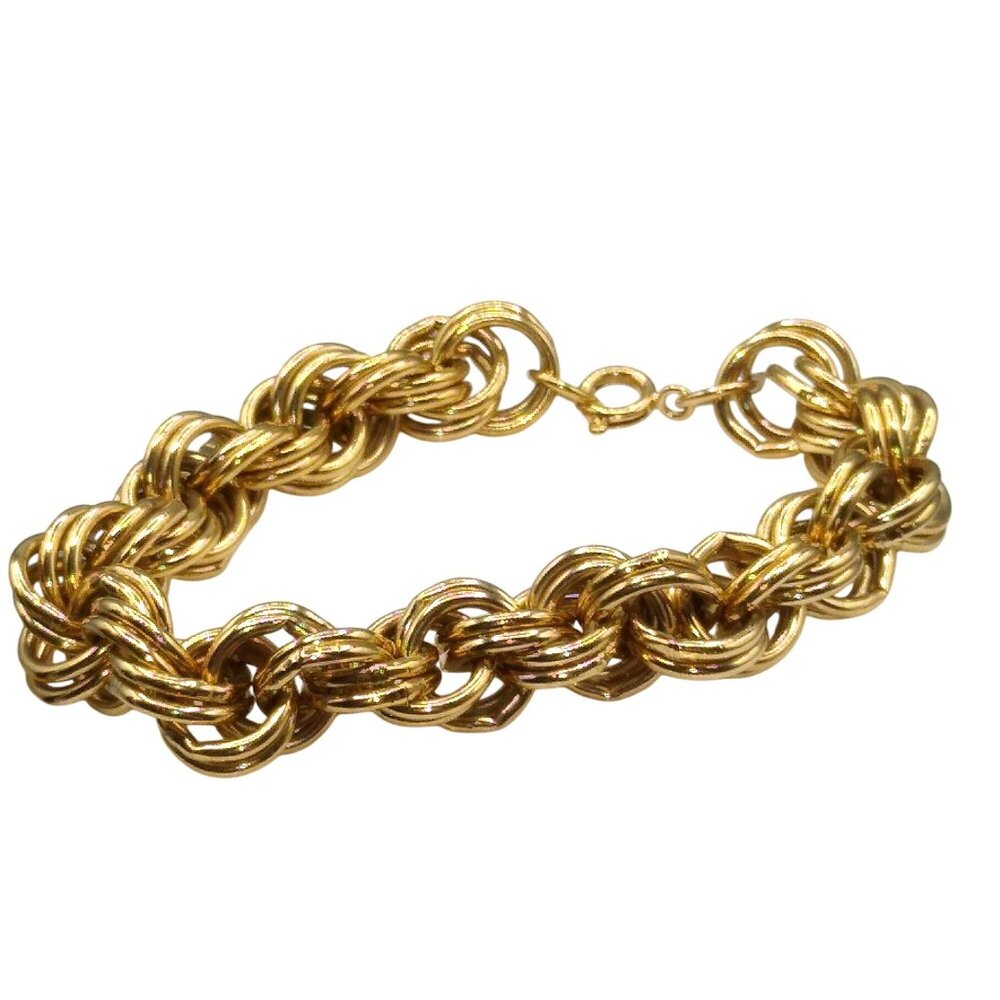 Chic Chain Link Bracelet, Gold Tone with Textured Links, Elegant Minimalist Gift